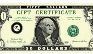 Gift Certificate $50 Gift Card for Use on Any of our Products or Services